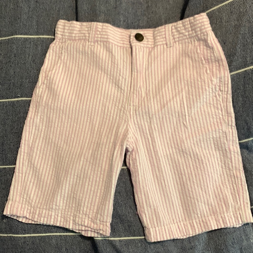 Pink and white seersucker shorts